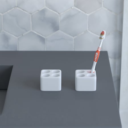 Castello Usa Diatomite Stone Toothbrush Holder - White CB-DTH-W